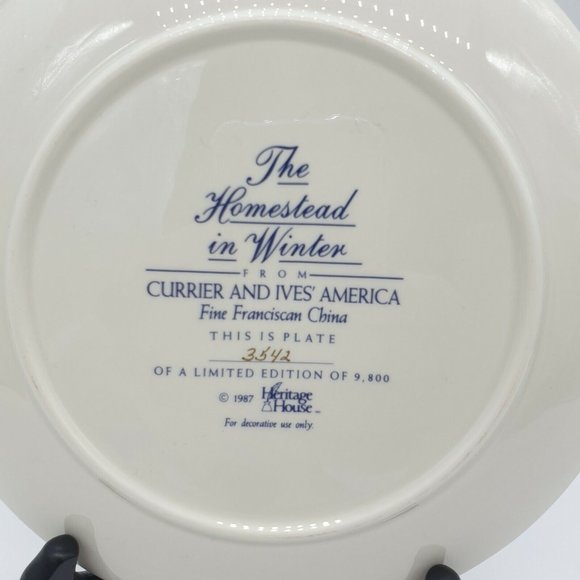 Currier and Ives Collector Plate 1987 The Homestead In Winter Vintage Decorative - Picture 7 of 9